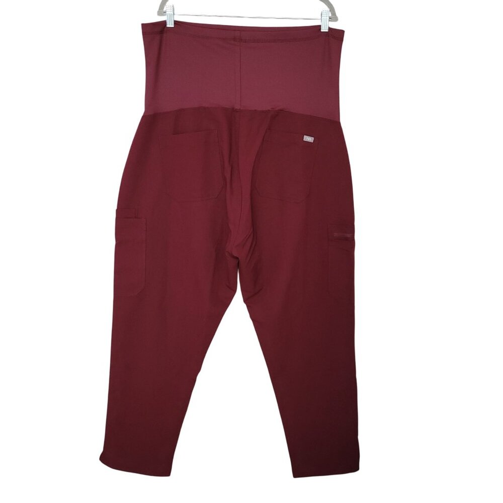 Figs Yola Maternity Petite Scrub Pants Womens Size 2XL Burgundy NWT - Picture 2 of 6